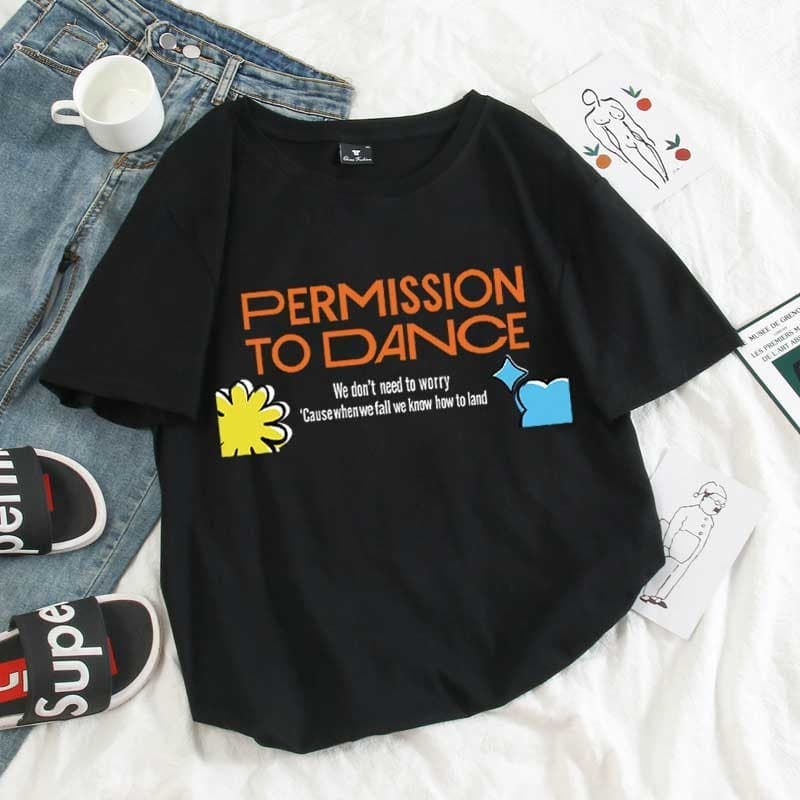 Camiseta Basica Camisa Algodao Permision To Dance Kpop  Moda Tumblr Unissex