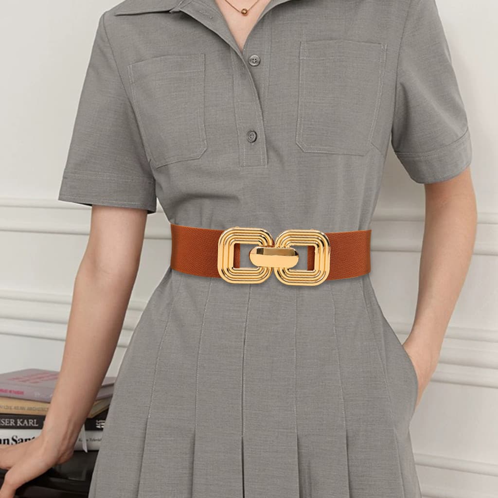 Cinto Elástico Longo Feminino com Fivela de Metal Cintos para Vestidos Femininos Moda Stretch HYP-19767