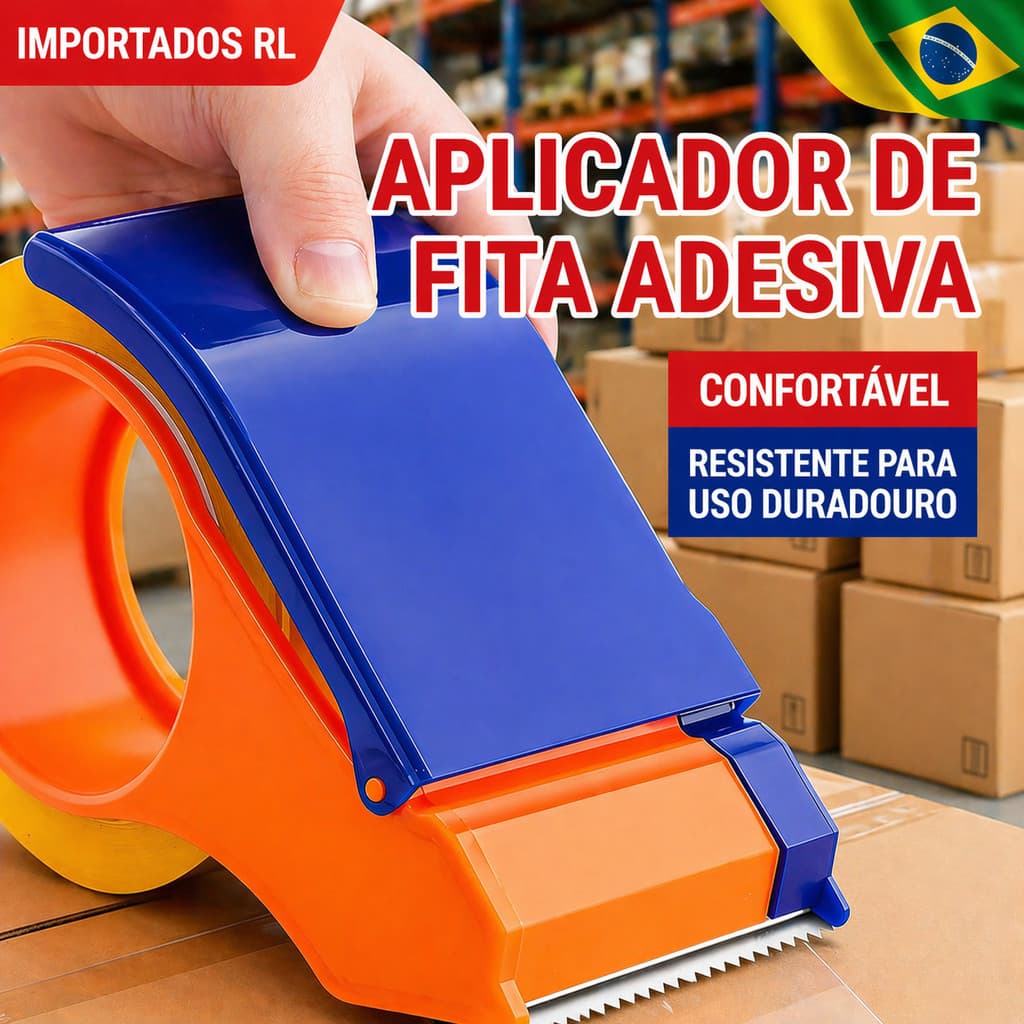 Aplicador Durex Fita Adesiva 500m Reforçado Dispenser Profissional Embalagem Caixas Rolo Suporte