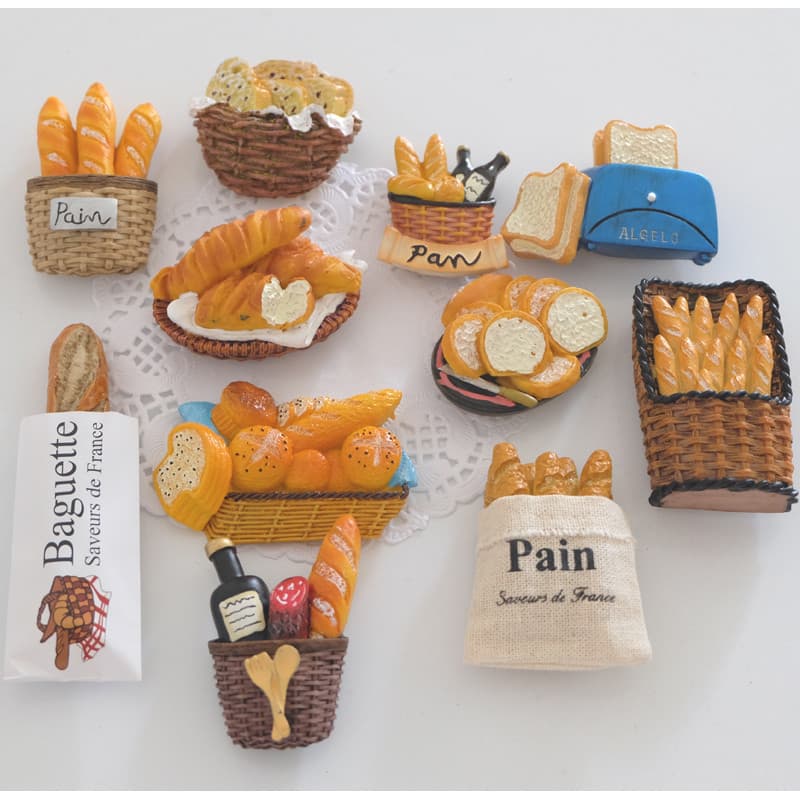 Quatro frete grátis criativo Retro simulação comida pão geladeira adesivos magnéticos ímãs decorativos pedras magnéticas