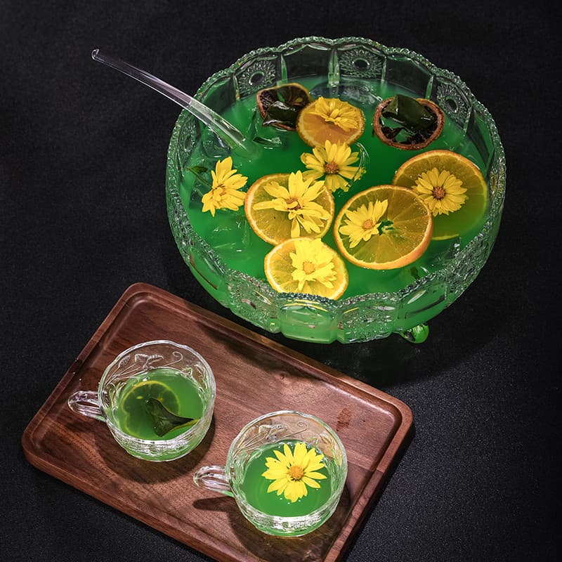 Bar Legend Estilo Europeu Gravado Punch Bowl Fruit Punch Cocktail Bowl Mixing Cocktail Glass Punch Bowl