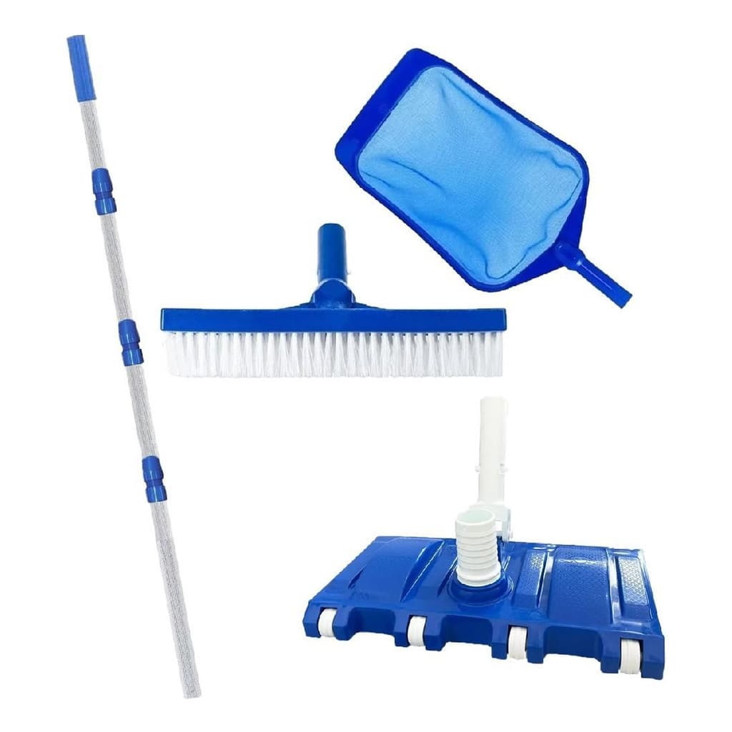 Kit Limpeza Piscina Aspirador 8 Rodas Escova Cabo 4m
