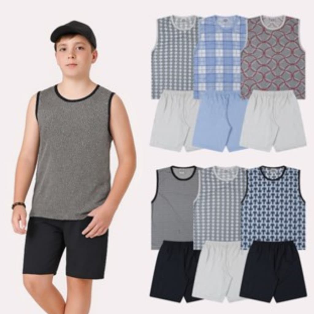 Pijama Juvenil Menino 1 Conjunto Regata Sortida Para o Verão - 2 peças