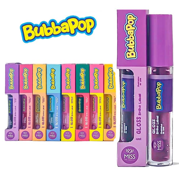 Kit 12 Gloss Bubbapop Miss Pop - Brilho Intenso e Sabores Incríveis!