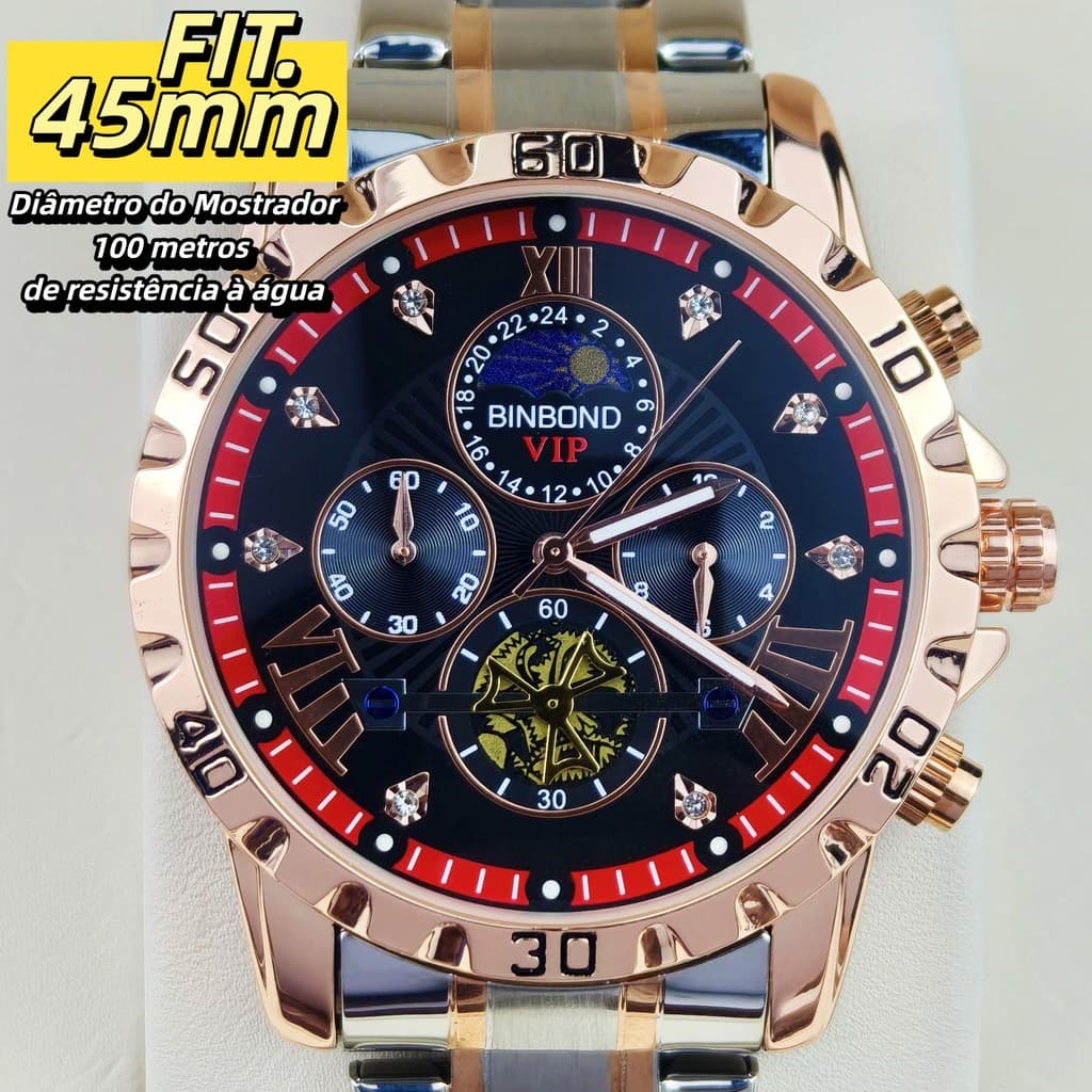 【Local do Brasil】BINBOND Design Criativo Relógio de Quartzo Casual Prova D'água Masculino 3103 3225 4750