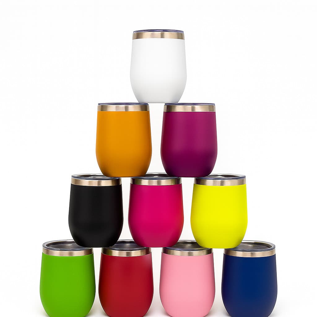 Kit de 10 Copos Cuia Térmica 350ml Em Inox Portátil Tampa Acrílica Cores Presente Escritório Viagem