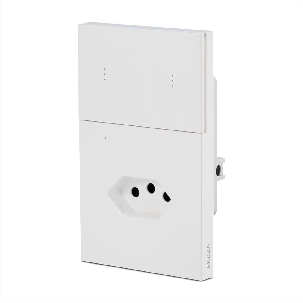 Interruptor 2 Botões Físicos e Tomada 10A Inteligente Zigbee Mercúrio Lite  Ekaza Branco
