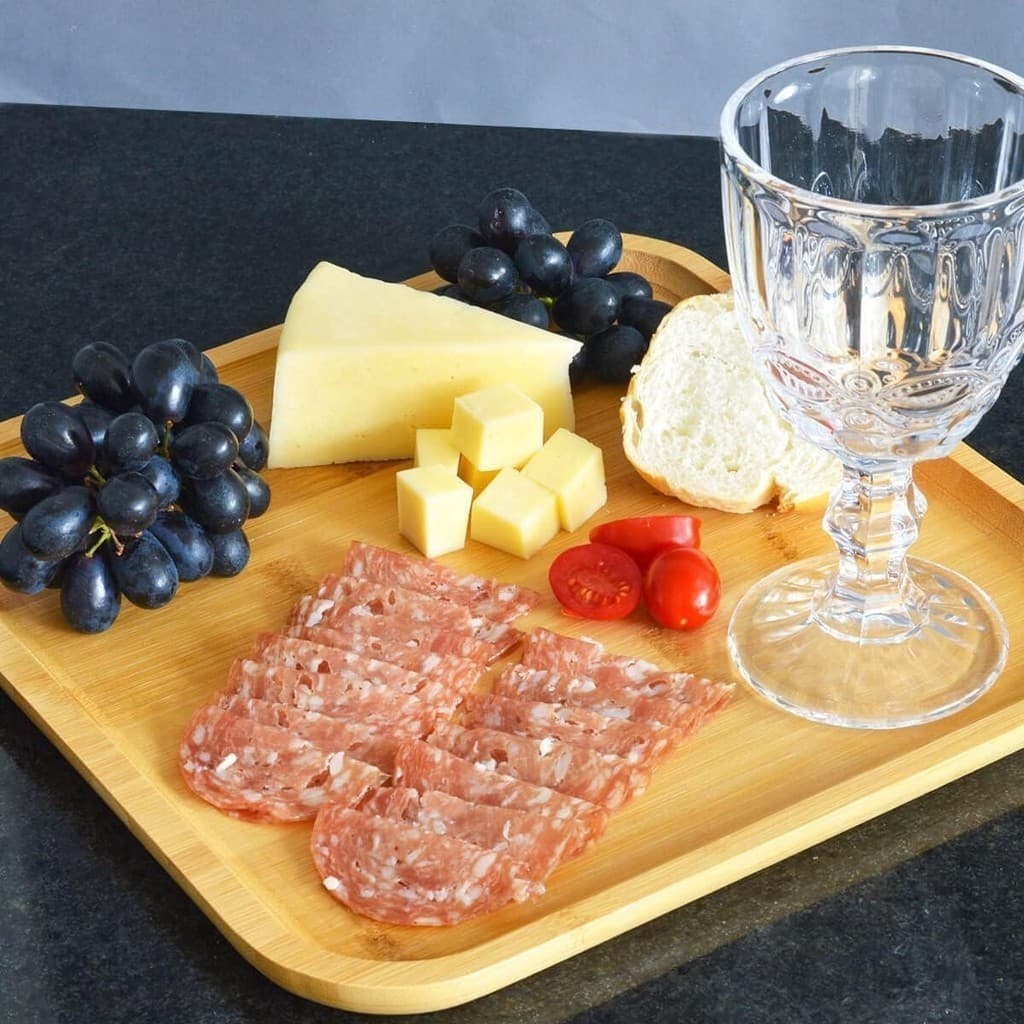 Bandeja Quadrada Bambu Petisqueira Servir Aperitivos Tábua