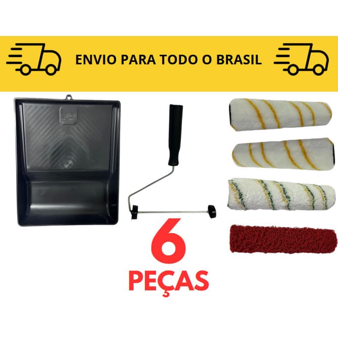 Peças Pintura Kit com 6  para Parede / Rolo 23cm/ Suporte / Bandeja / Rolos 23cm Textura e latex