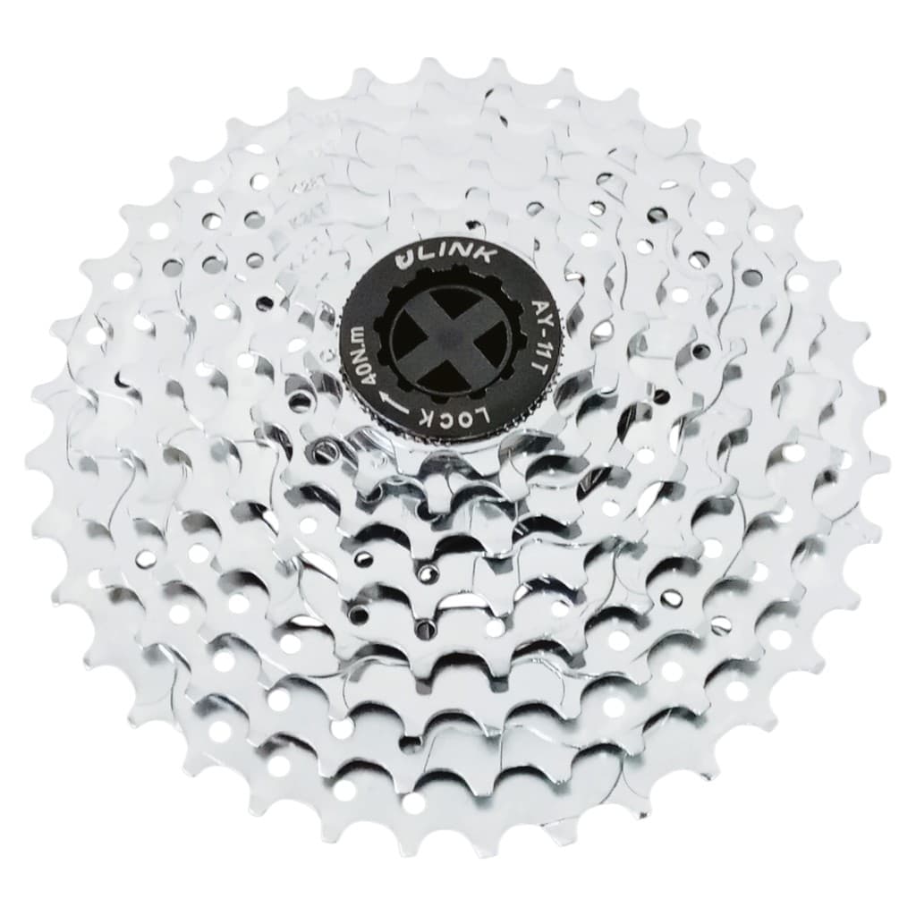 Cassete Encaixe 8V  K7 MTB Cromado 11-36 Com Corrente