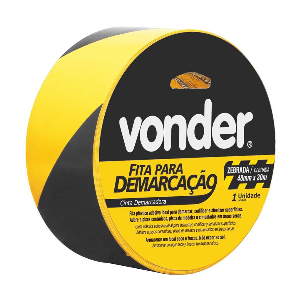Fita Demarcação Zebrada Vonder 48mm x 30m PVC