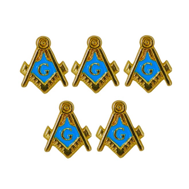 Broche Pin Botton Maçonaria Dourado Símbolo Esquadro e Compasso Ordem Maçonica Kit 5 unidades