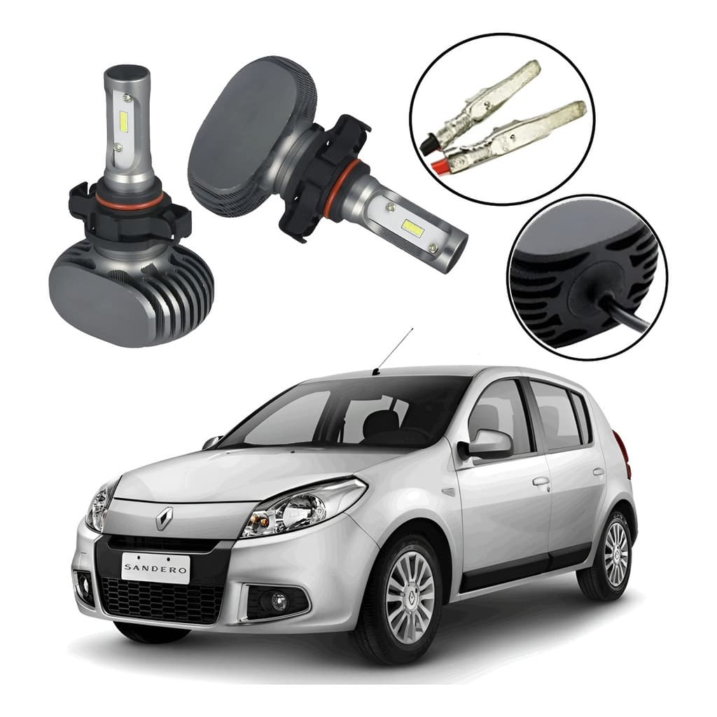 Kit Lâmpadas Ultra Led Farol Milha Sandero 2013 2014 H16 Prateado Branco-frio