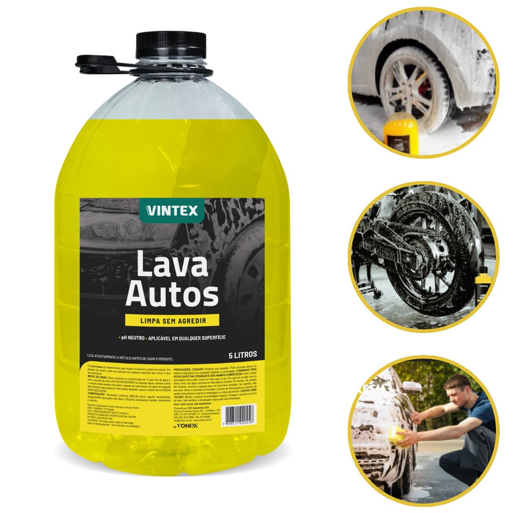 Lava Autos Vintex Vonixx 5l Shampoo Automotivo Ph Neutro - Brilho, Proteção, Alto Rendimento