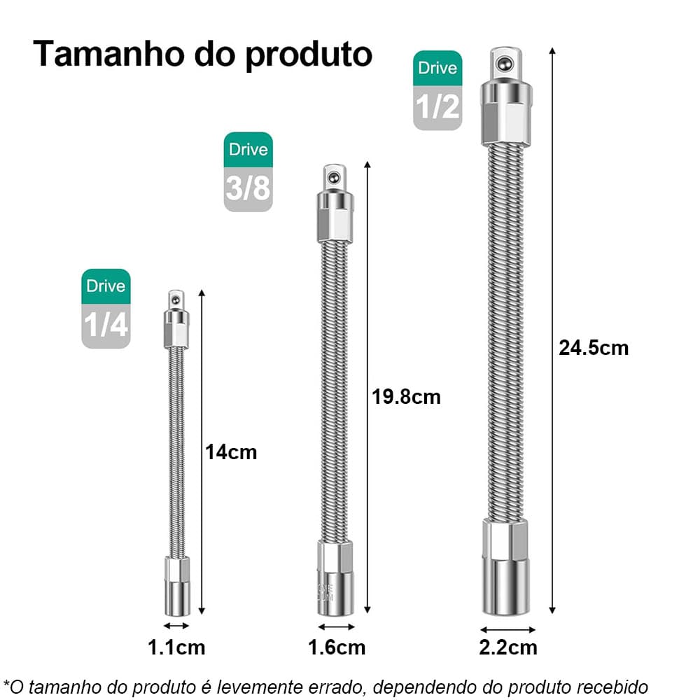 3 peças cabo de extensão de haste flexível reconectado cabo de extensão eixo chave de fenda broca broca