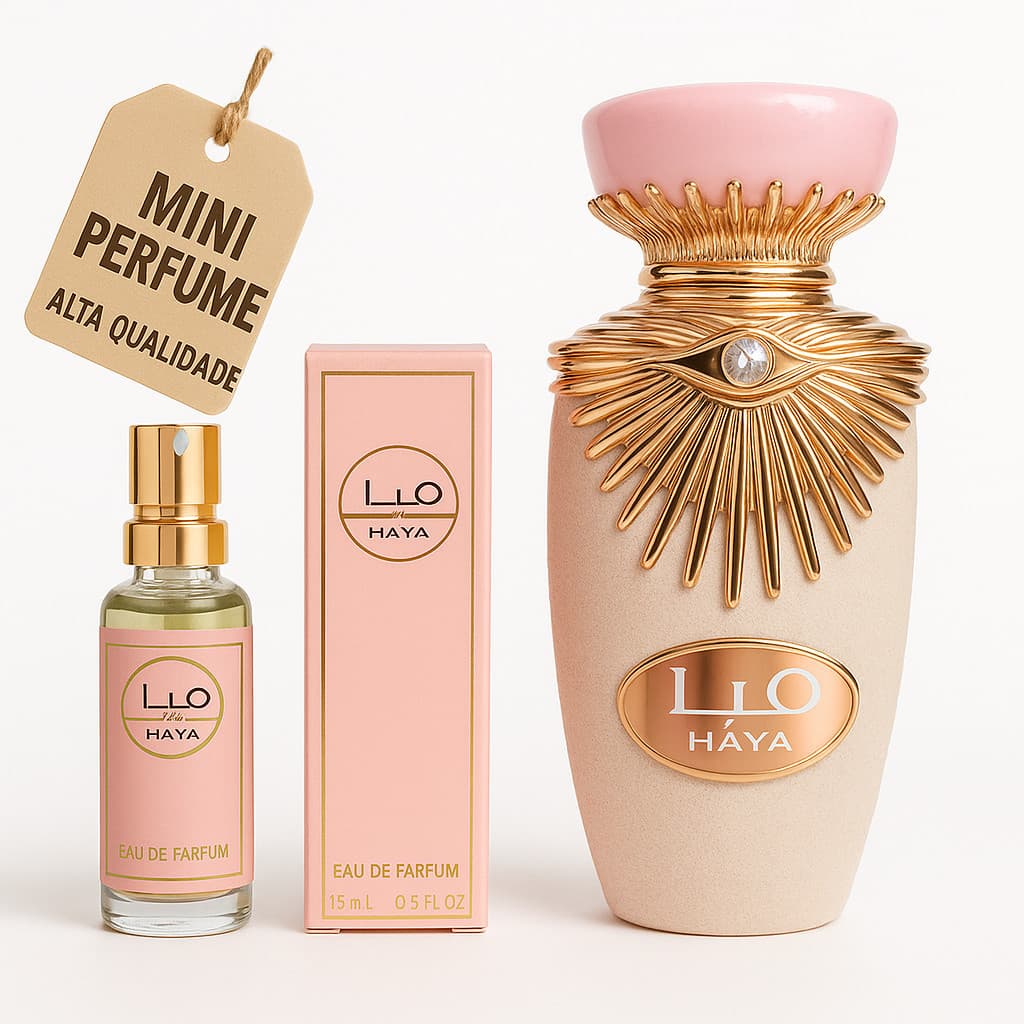 Perfume Feminino Haya Lattafa 15ml | Mini Importado | Floral Frutado | Elegante e Sofisticado