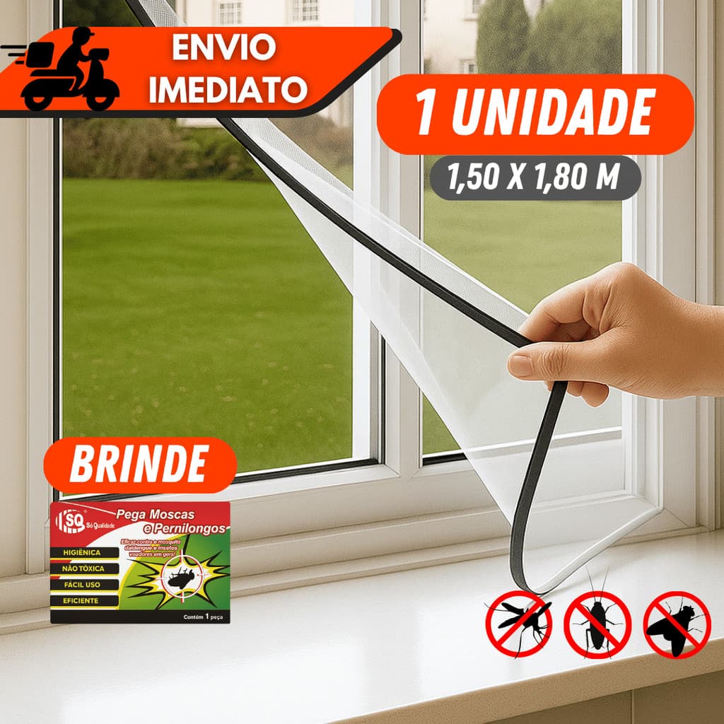 Tela Mosquiteira 1 Unidade 1,80Mx1,50M Janela Anti Insetos Dengue Mosquito com Fita Dupla Face