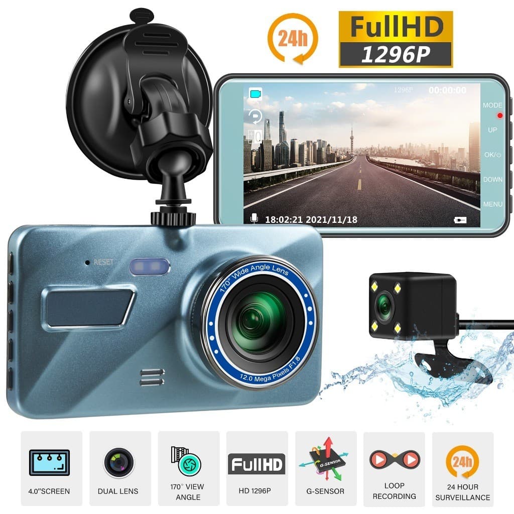 Gravação De Espelho Retrovisor Lente Dupla De 64GB Monitoramento De Carro HD 1296P Dianteira E Traseira