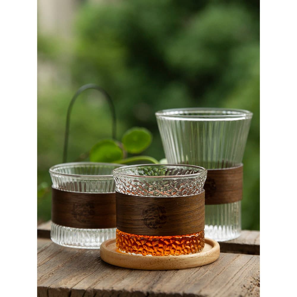 Estilo japonês quatro estações copo de vidro de borosilicato alto xícara de café xícara de chá isolamento térmico de alt