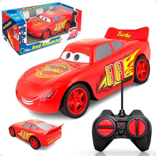 Carrinho Turbo McQueen Controle Remoto Recarregável Alta Velocidade Relâmpago Com Luzes E Som