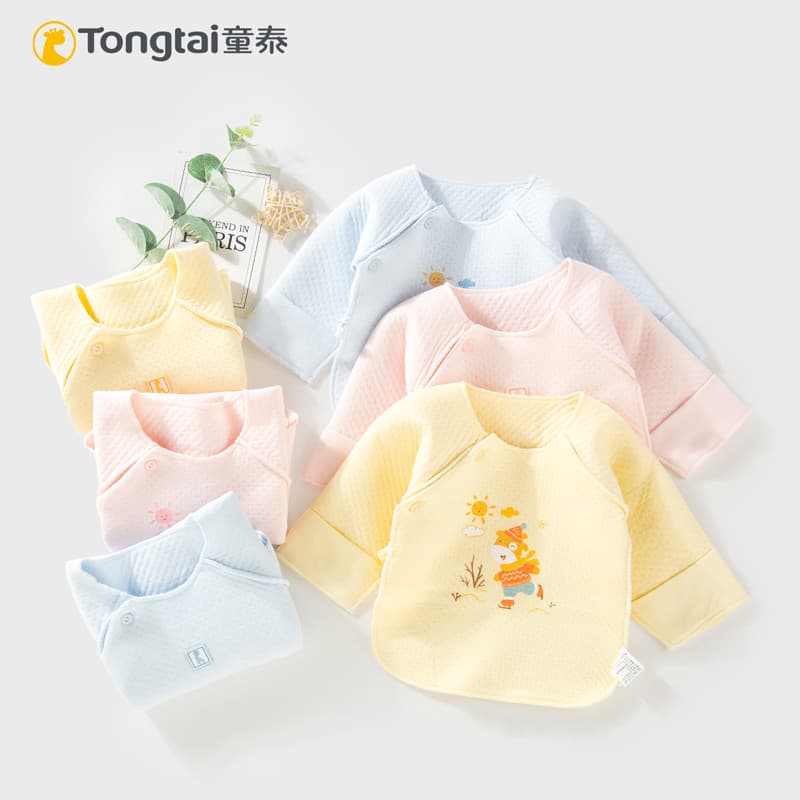 Tongtai outono inverno 0-3 meses bebê recém-nascido meia volta roupas acolchoadas quente topo bebê casa puro algodão mon