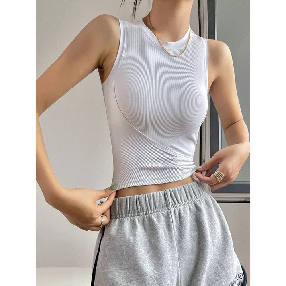 Novo estilo colete esportivo com almofada no peito feminino desgaste exterior sutiã à prova de choque Pilates treinament
