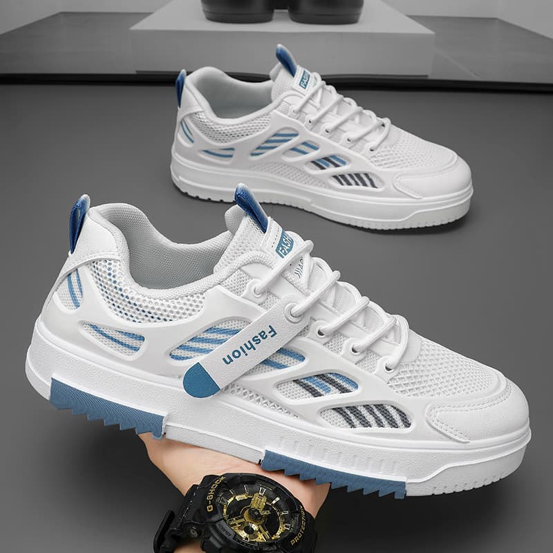 Sapatos masculinos brancos verão malha respirável desodorante resistente ao desgaste esportes tênis casuais masculinos v