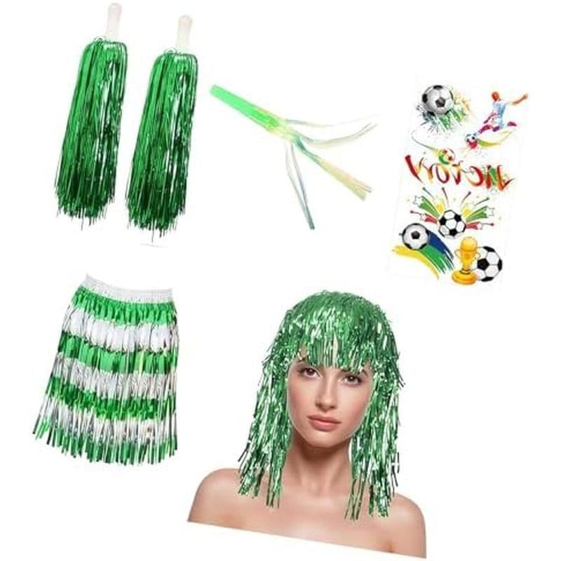 Conjunto De Torcida Para Eventos Esportivos , Incluindo Óculos Saia De Chuva Facial , Cortina De Chapéu E Agitador De Mã