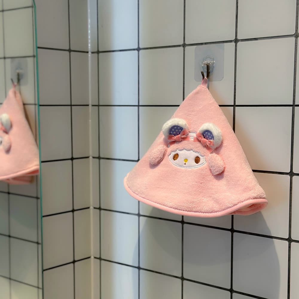 Bonito rosa cordeiro coelho pendurado dos desenhos animados toalha de mão engrossado toalha de mão das crianças pano