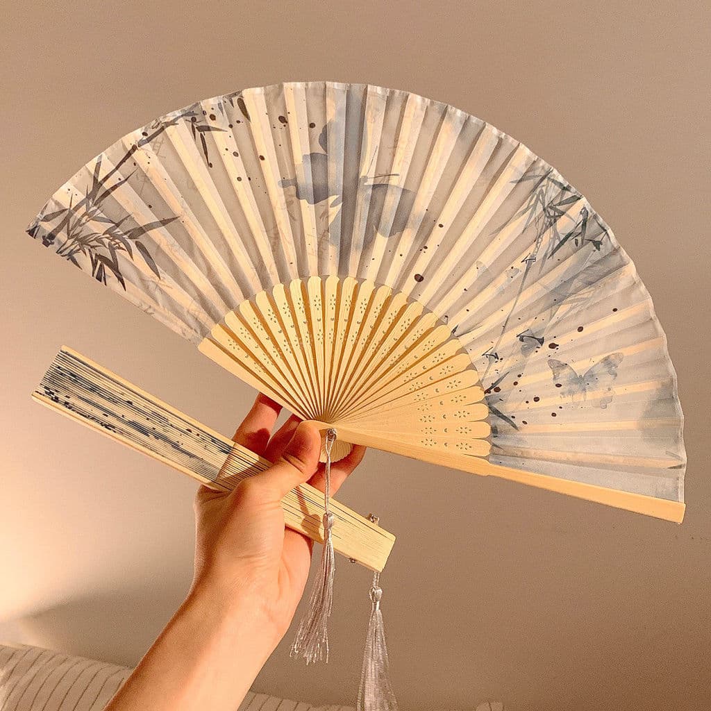 Tinta Danqing leque dobrável feminino verão 2026 novo estilo chinês Hanfu Cheongsam dança antigo novo estilo chinês lequ