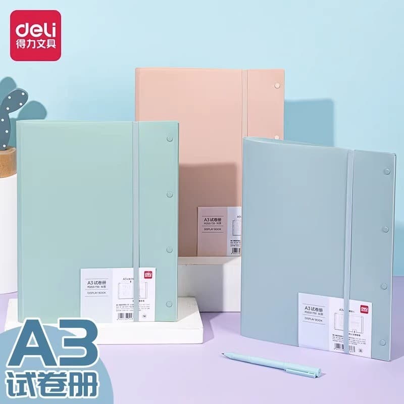 Deli Informações Livro A3 Papel de teste Papel de desenho Saco de armazenamento Papel de teste Página de inserção transp