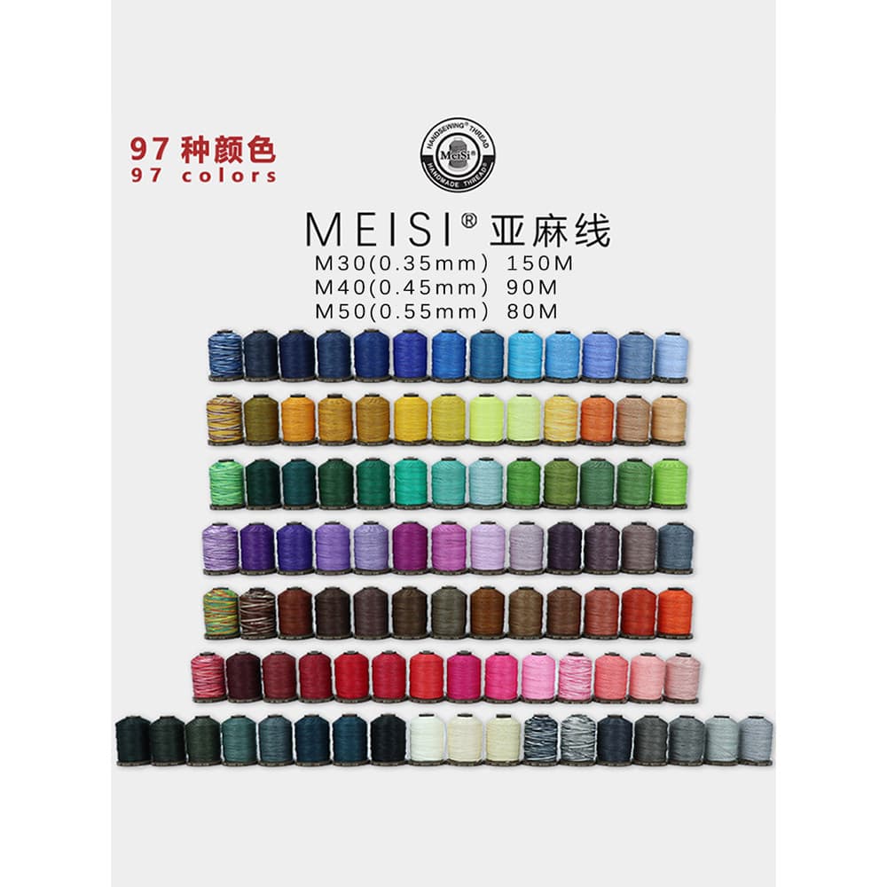 Meisi linha de linho 0.55mm linha de costura manual de couro M50 de cera redonda produtos de couro de costur
