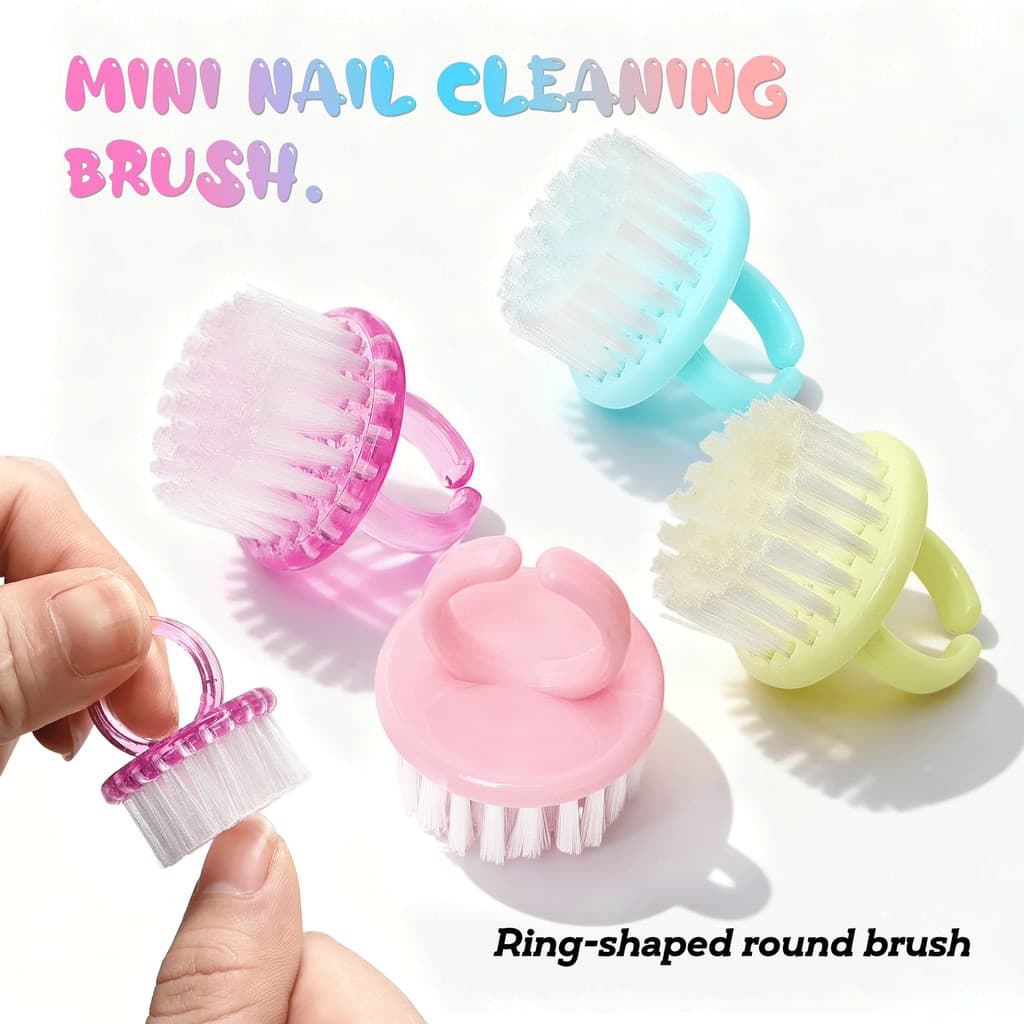 [New]Nail art tools macaron round head cleaning brush plastic nail brush dust removal horn brush wholesale