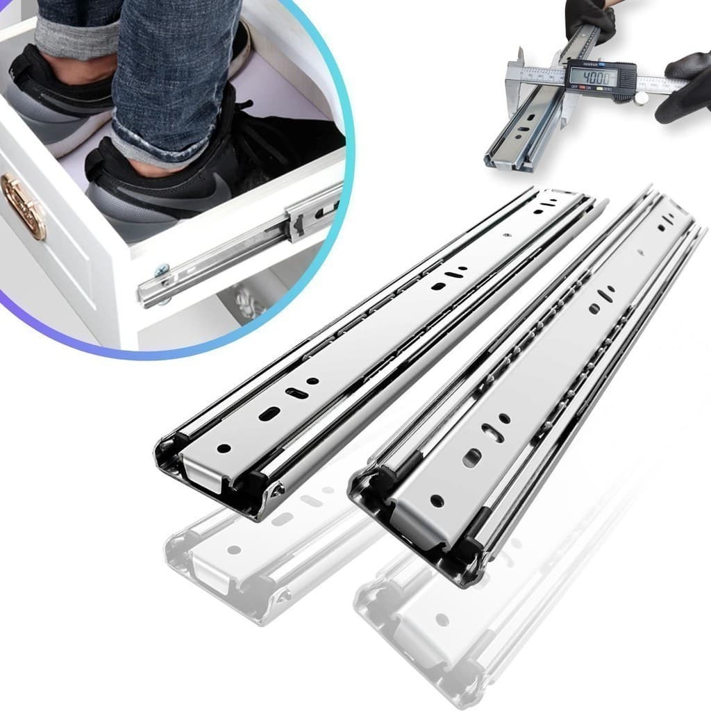 2 Corrediça Telescópica H40 35cm 1 PAR 350mm Reforçada 40KG Trilho Gaveta Móveis Armário Galvanizado OK