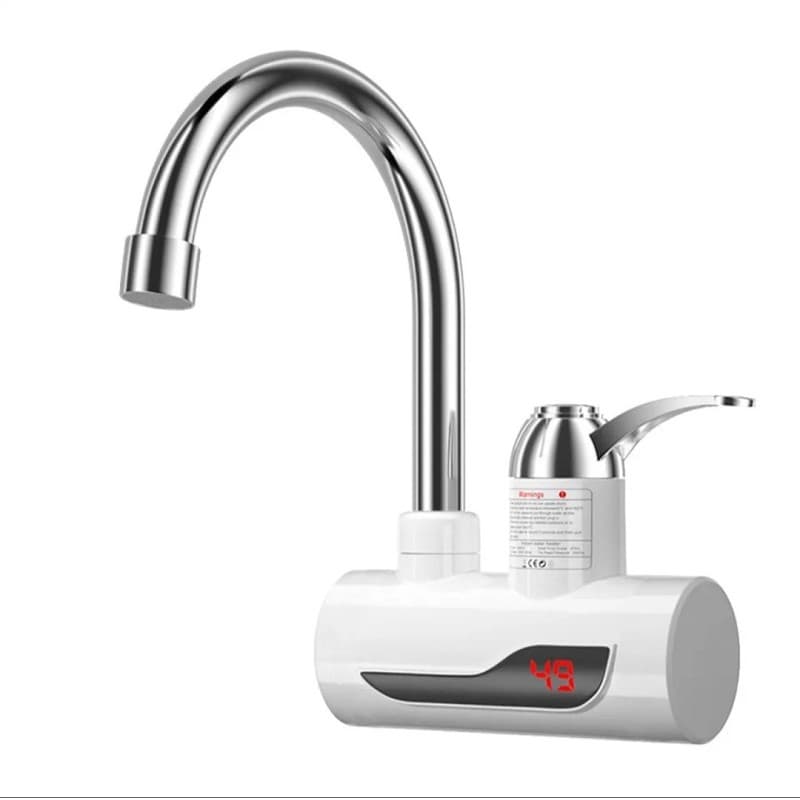 Torneira Elétrica Digital 220V com Display LED de Temperatura e Bica Alta Giratória para Cozinha e Lavanderia