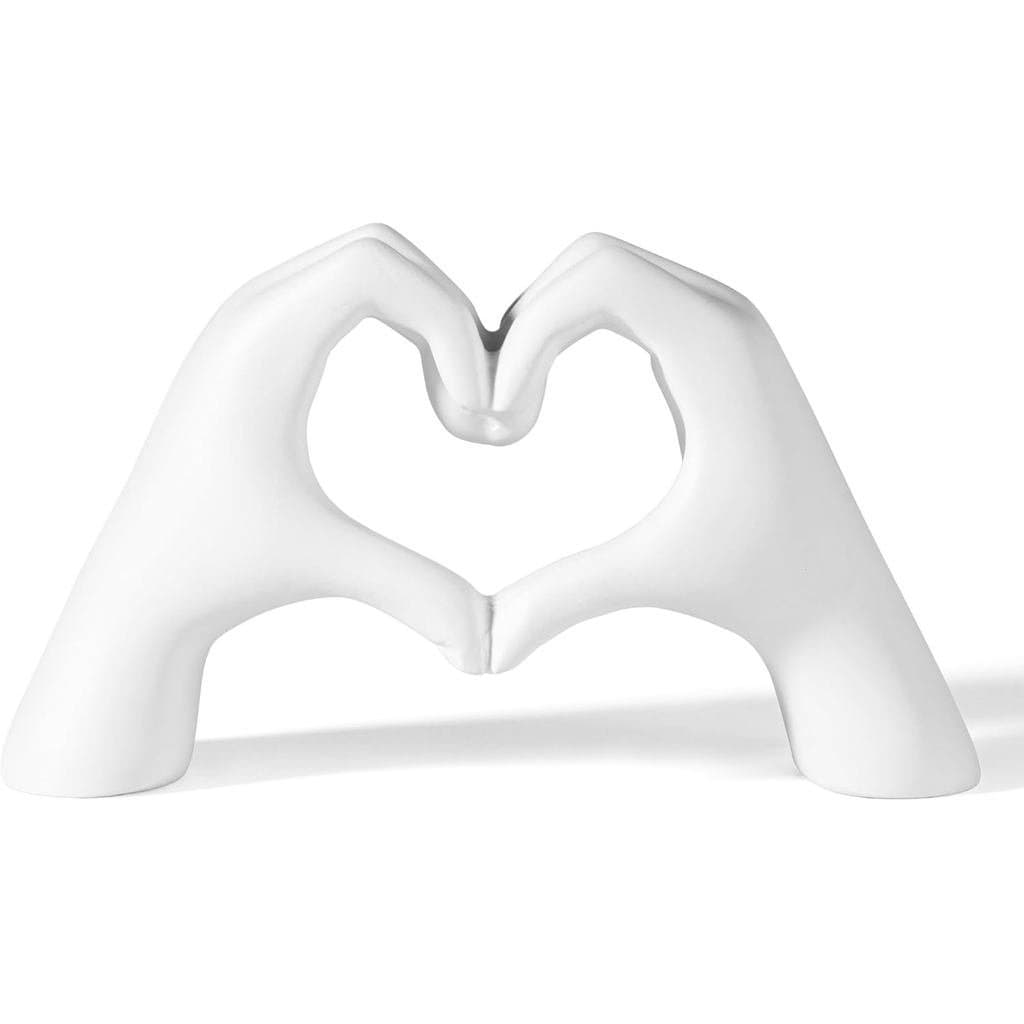 Decoração Dourada para Sala de Estar – Escultura Mini Coração com Mãos – Decoração Estética para Prateleiras – Acento Fo