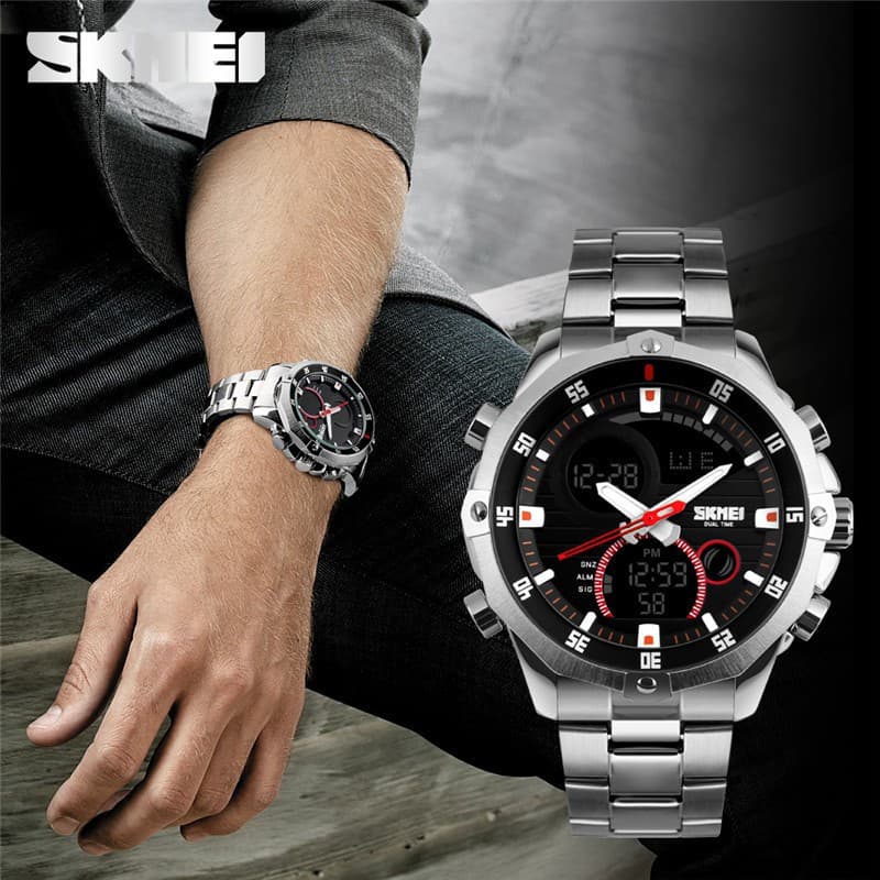 Skmei Relógio De Pulso Masculino Quartz Analógico À Prova D'água Com Pulseira De Aço/Militar/Digital/Dual Time
