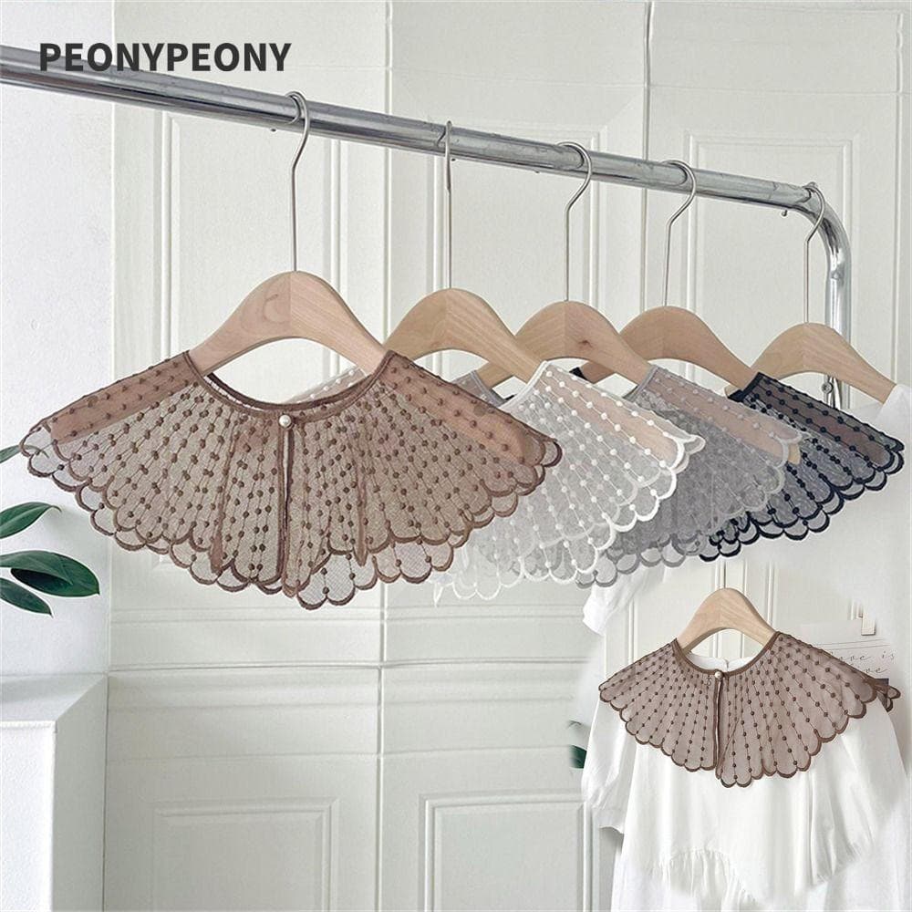 Colar Falso PEONY , Gola Destacável De Pérolas De Cor Sólida , Blusa De Xale De Renda Bordada Vintage