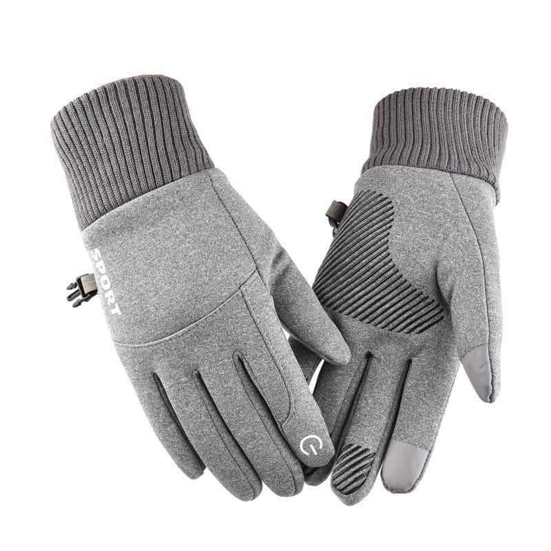 Outono inverno luvas masculinas forro de lã quente à prova dwaterproof água tela toque à prova vento esportes forro lã v