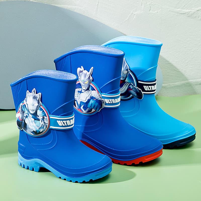 Ultraman crianças botas de chuva inverno forro de lã estudante botas de chuva escola dedicada antiderrapante meninos sap