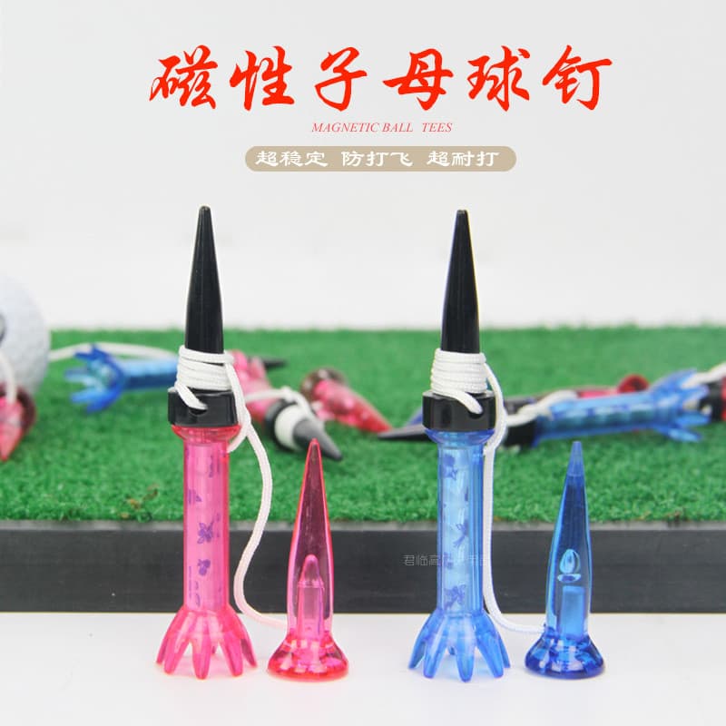 Novos tees de golfe, tees de golfe magnéticos de plástico, tees magnéticos para bolas, tees de golfe com limitador em vá