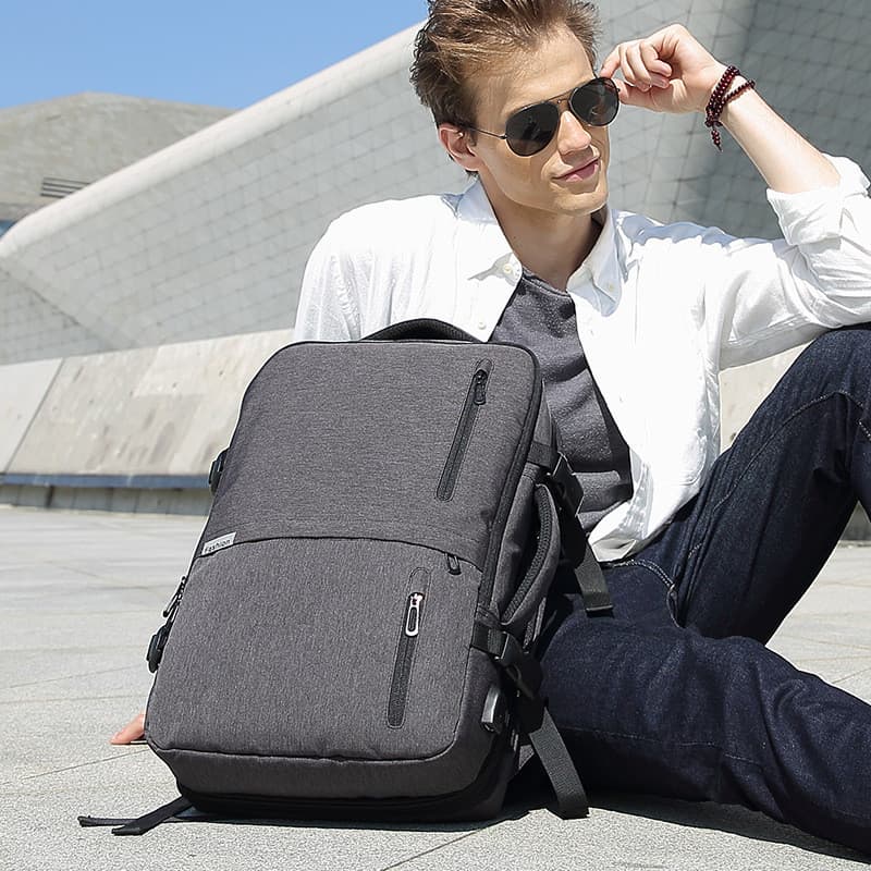 Mochila de negócios anti-furto de estilo coreano, mochila multifuncional com zíper em tecido Oxford, mochila de viagem a