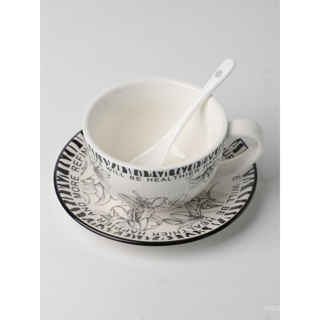 Conjunto de xícara e pires de cerâmica de luxo, conjunto de xícaras para chá da tarde em estilo francês, xícara de latte