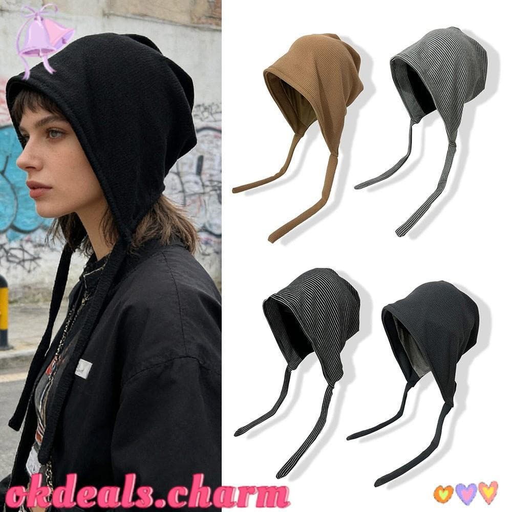 OKDEALS Chapéu Balde Feminino , Chapéus De Malha Quente Com Proteção Contra Frio , Gorros Listrados Coreanos