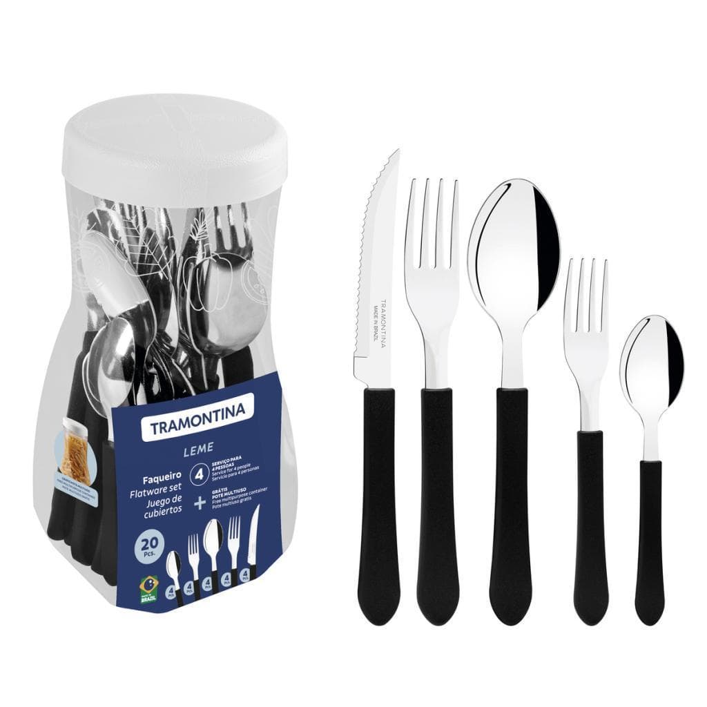 Jogo Kit Faqueiro Leme Talheres Aço Inox 20 Peças Tramontina