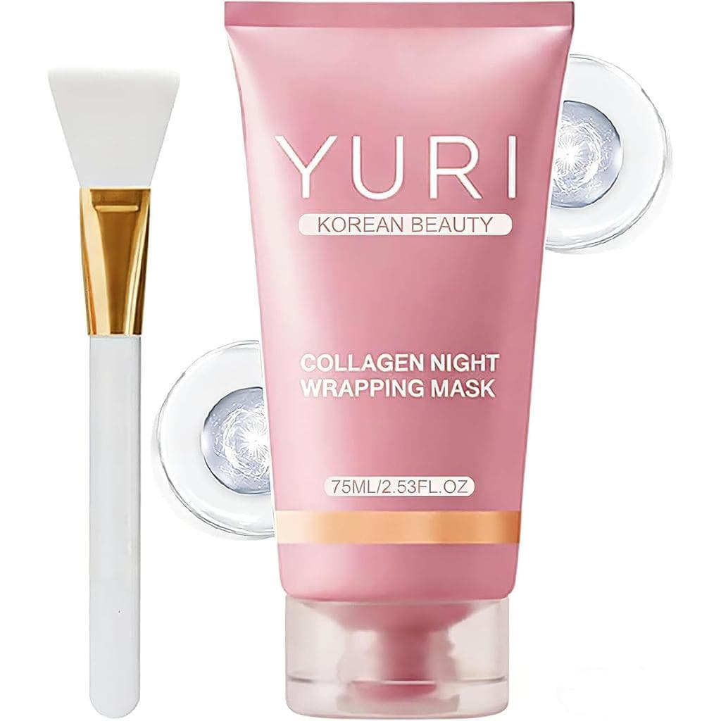 Máscara de Colágeno Yuri Korean Glass Skin, Máscara Noturna Envolvente de Colágeno, Máscara Facial Coreana de Colágeno p
