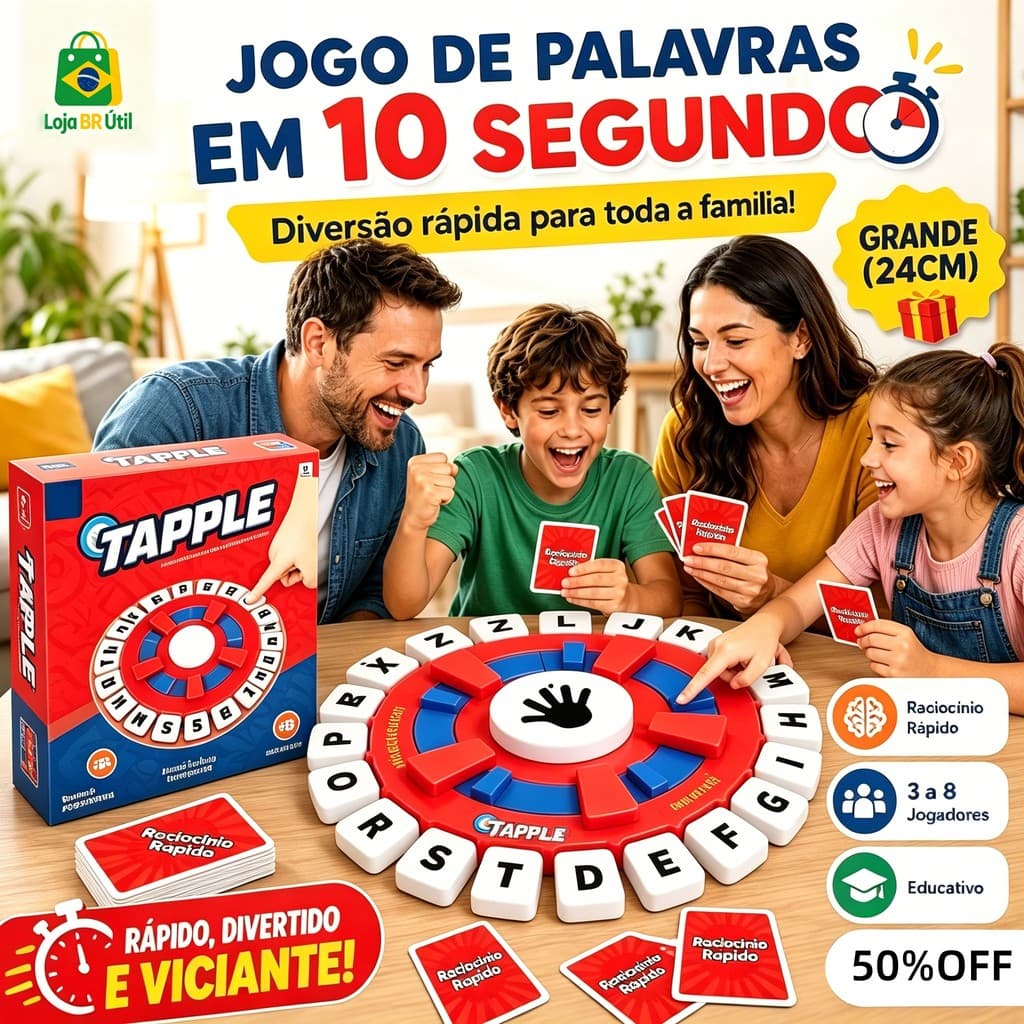 Jogo Stop Tapple em Português Desafio Rápido para Família e Amigos-24*24cm