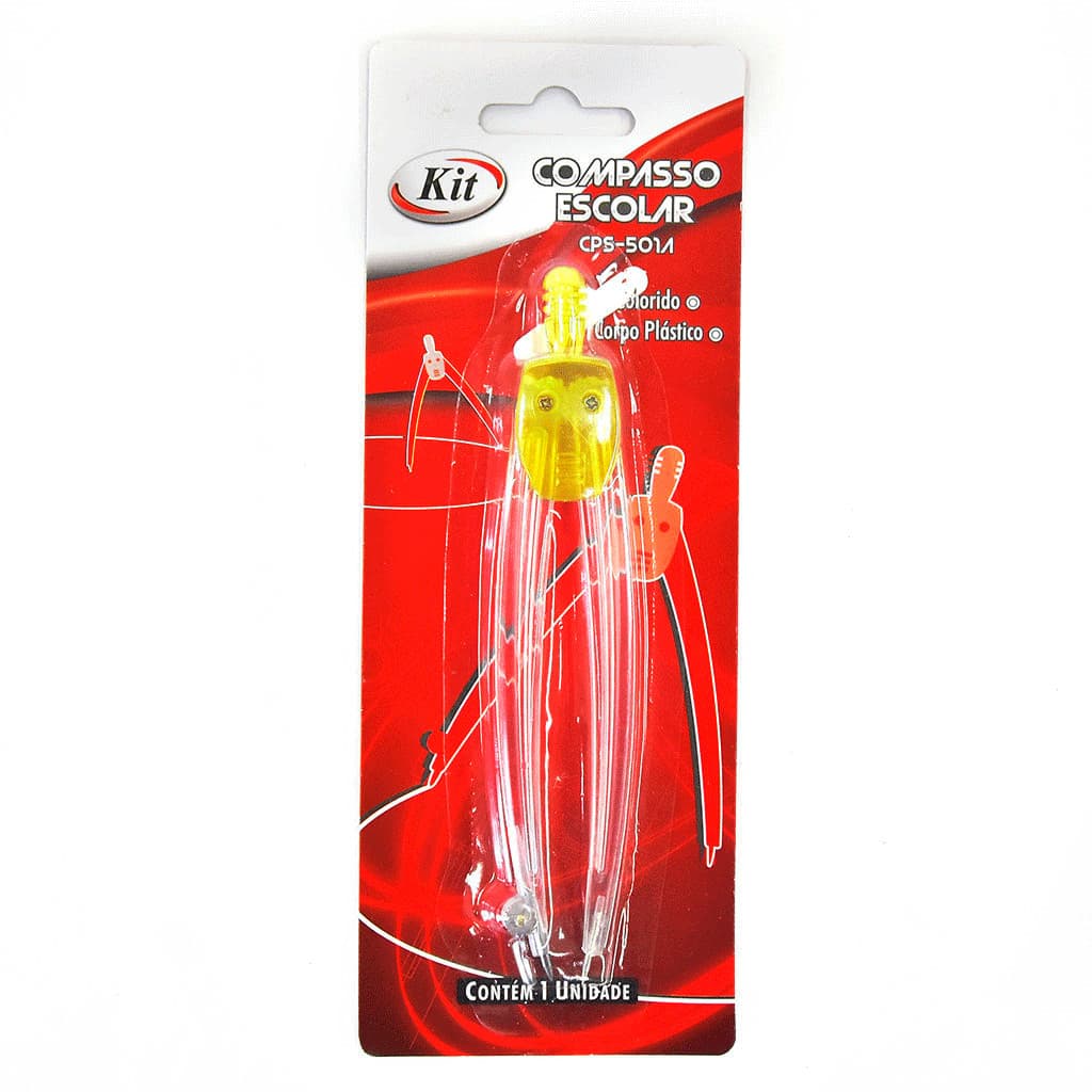 Compasso Escolar Plástico KIT CPS-501A