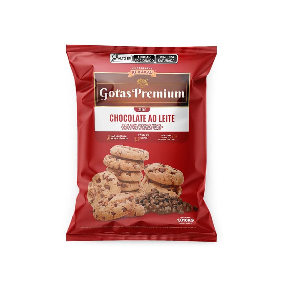 1,01KG COBERTURA CHOCOLATE PREMIUM EM BARRA E GOTAS KIKAKAU - 1K GOTAS AO LEITE