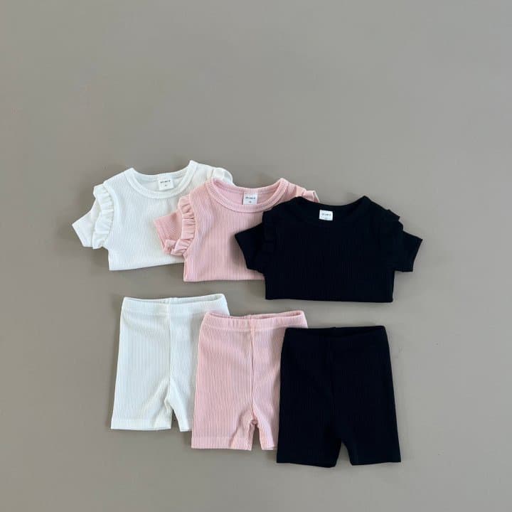 2026 verão novo estilo bebê menina Shorts de manga curta terno versão coreana pequena manga voadora conjunto de duas peç